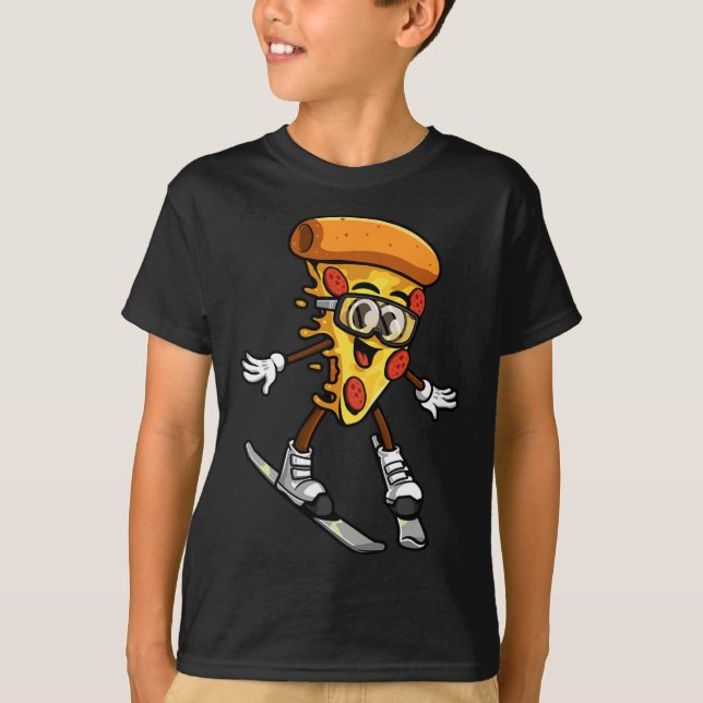 T-shirt Funny Pizza Ski Cheesy Pie Foodie Skiing Instructo (Devant)