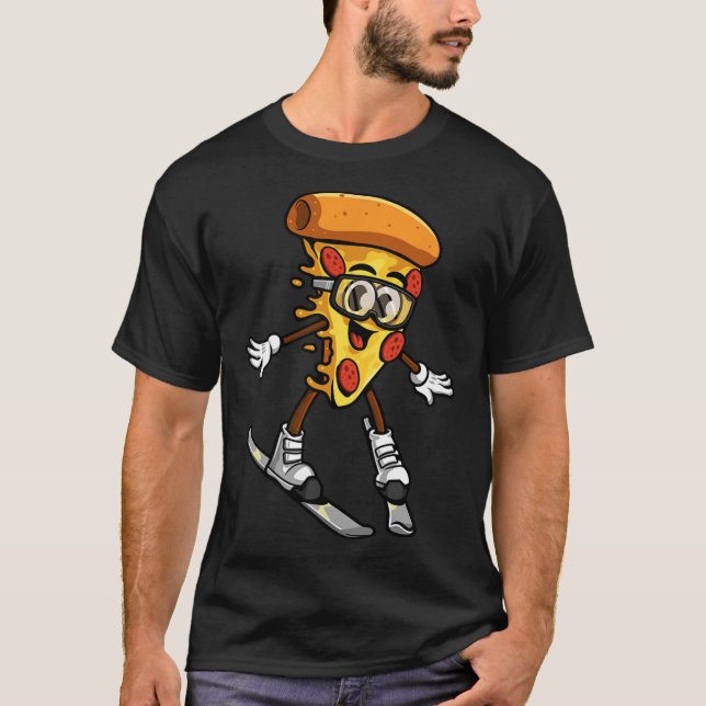 T-shirt Funny Pizza Ski Cheesy Pie Foodie Skiing Instructo (Devant)