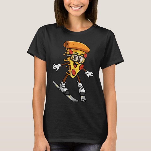 T-shirt Funny Pizza Ski Cheesy Pie Foodie Skiing Instructo (Devant)