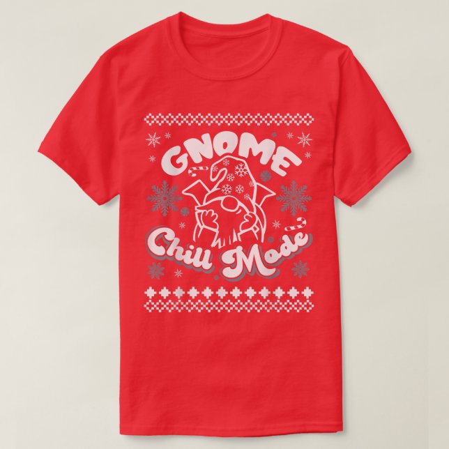 T-shirt Funny PJ Snowflake Candy Cane Happy Lazy Gnome Chi (Design devant)