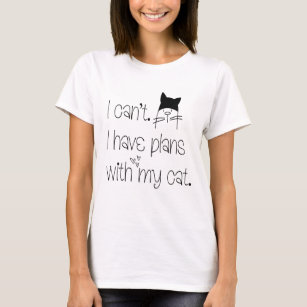 T-shirt Funny Plan With My Cat Cute Drawing Typografy
