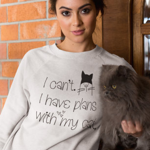 T-shirt Funny Plan With My Cat Cute Drawing Typografy