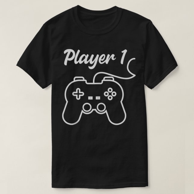 T-shirt Funny Player 1 Player 2 Matching Gamer Couple Him  (Design devant)