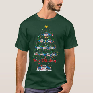 T-shirt Funny Police Car Matching Père Noël Police Car Chr