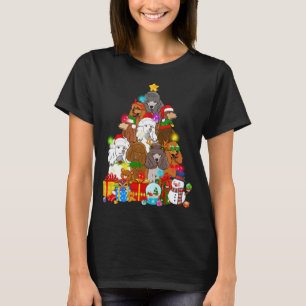 T-shirt Funny Poodle Christmas Tree Lights Amoureux des ch