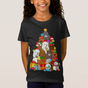 T-Shirt Funny Poodle Christmas Tree Lights Amoureux des ch
