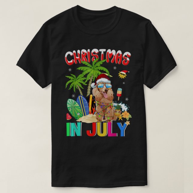 T-shirt Funny Poodle Dog à Santa Hat (Design devant)