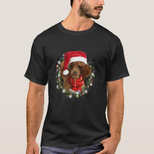 T-shirt Funny Poodle Noël Chapeau Lumières Noël Chien L