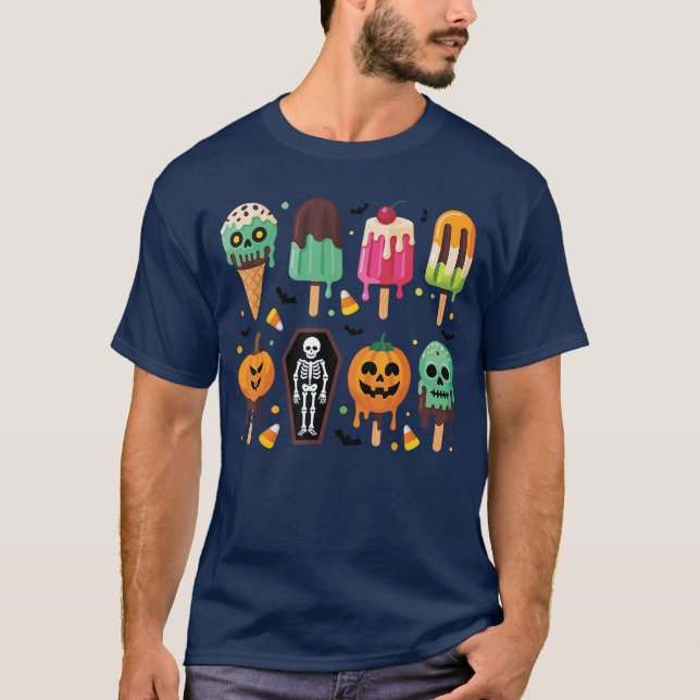 T-shirt Funny Popsicle Summer Horror Halloween Ice Cream S (Devant)