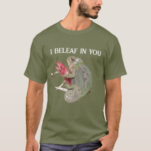 T-shirt Funny Positif Chameleon "I Beleaf In You" Hommes