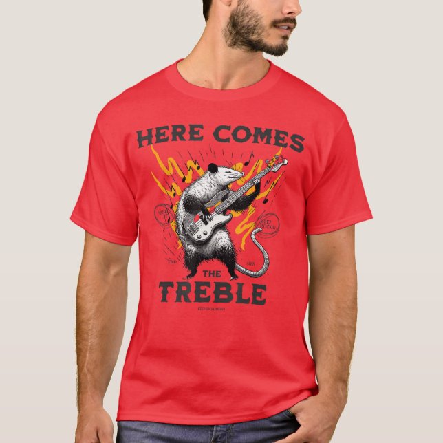 T-shirt Funny Possum Here Comeshereble Bass Guitar Rock Mu (Devant)
