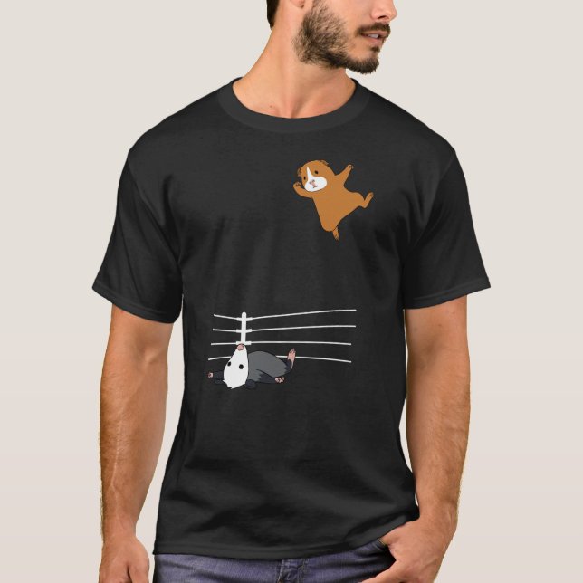 T-shirt Funny Possum Wrestling Opossum and Guinea Pig (Devant)