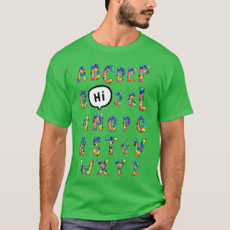 T-shirt Funny PrK Kindergarten Hi Alphabet Retour À L'Écol