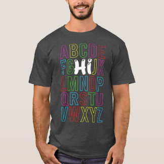 T-shirt Funny PrK Kindergarten Hi Alphabet Retour À L'Écol