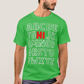 T-shirt Funny PrK Kindergarten Hi Alphabet Retour À L'Écol