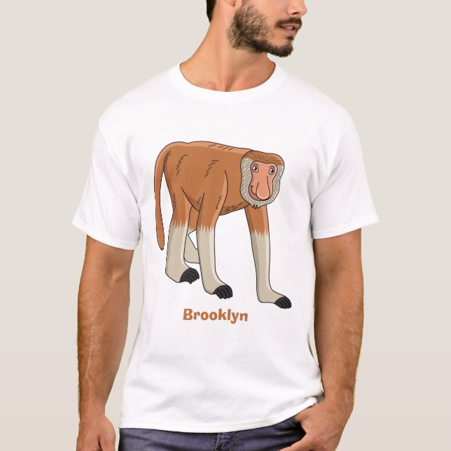 T-shirt Funny proboscis monkey cartoon illustration (Devant)