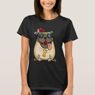 T-shirt Funny Pug Cartoon Thug Life Dog