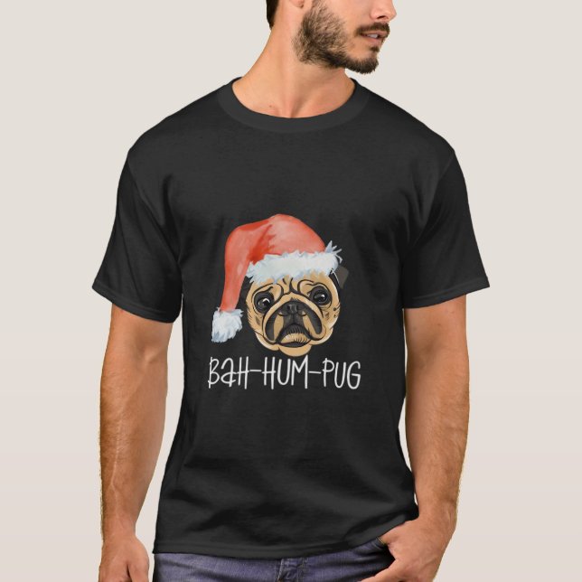T-shirt Funny Pug Christmas Dog Mom Dad Pajamas Oversized  (Devant)