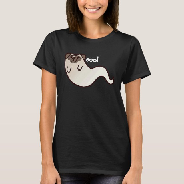 T-shirt Funny Pug Dog Ghost BOO Halloween Scary spooky T (Devant)