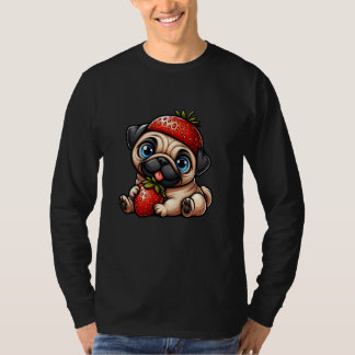 T-shirt Funny Pug Strawberry Fruit Cartoon