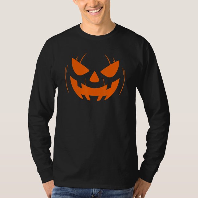 T-shirt Funny Pumkin Face Orange Effrayant Halloween Jack  (Devant)