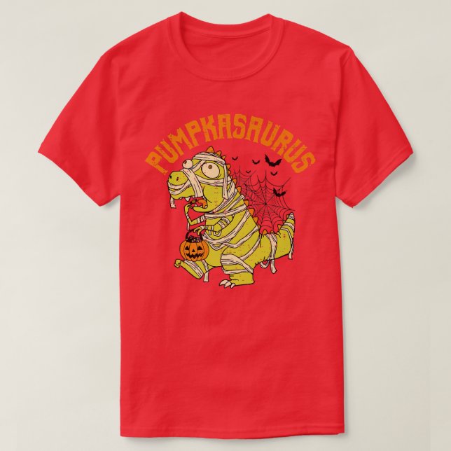 T-shirt Funny Pumpkasaurus Citrouille Dinosaur Mummy Hallo (Design devant)