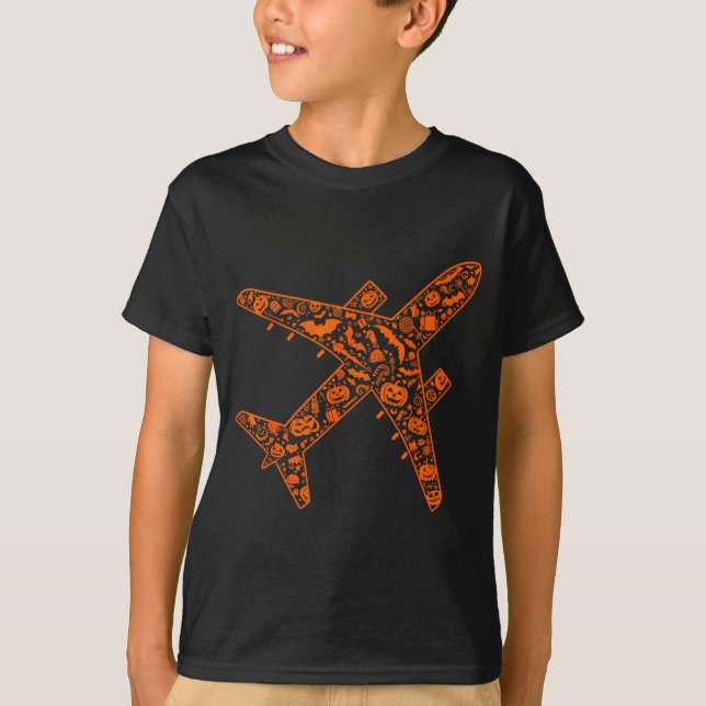 T-shirt Funny Pumpkin Airplane Candy Halloween Mens Womens (Devant)