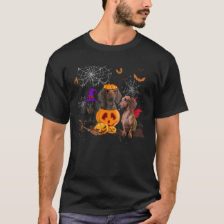 T-shirt Funny Pumpkin Witch Dachshund Matching Dog Hallowe