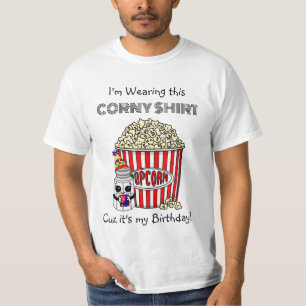T-shirt Funny Pun Popcorn C'est mon anniversaire