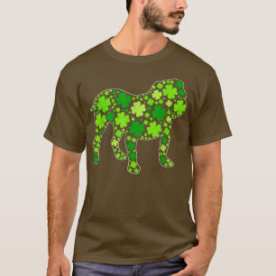 T-shirt Funny Puppy Shamrock English Bulldog Dog St 