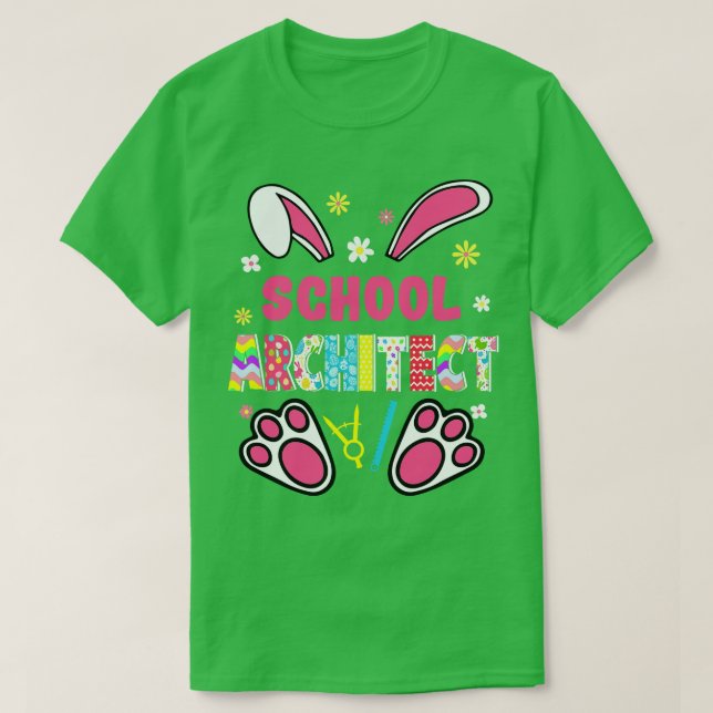 T-shirt Funny Rabbit Architecte de l'école Jour de Pâques  (Design devant)
