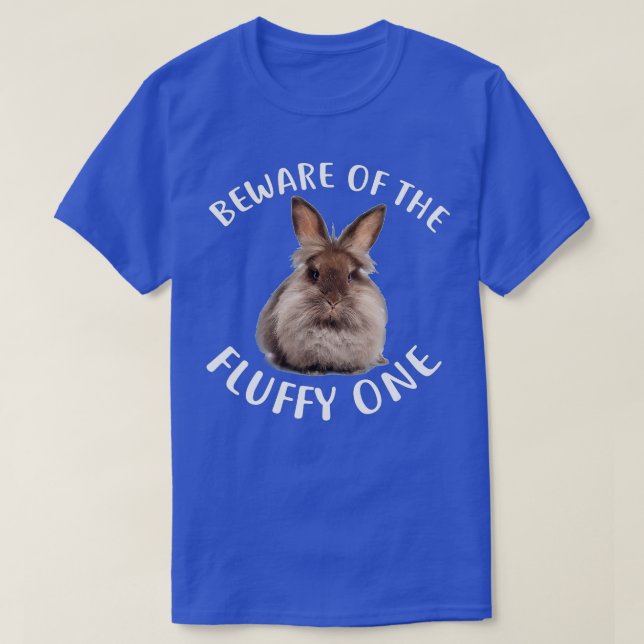 T-shirt Funny Rabbit , Beware Of Fluffy Lionhead (Design devant)