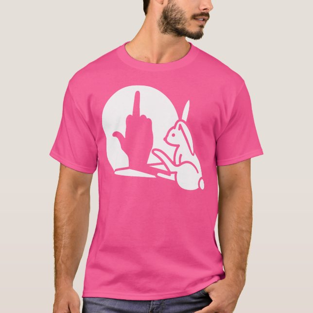 T-shirt Funny Rabbit Shadow Hand Middle Finger Sign The Fi (Devant)