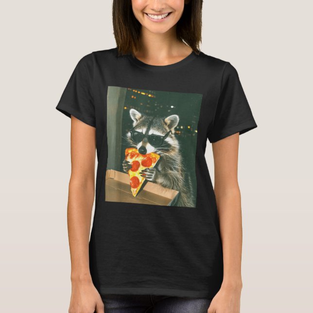 T-shirt Funny Raccoon Eating Zza Animal Meme Men Women Kid (Devant)