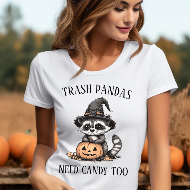 T-shirt Funny Raccoon Halloween Shirt (Funny Halloween Raccoon Shirt  Trash Pandas Need Candy Too!)