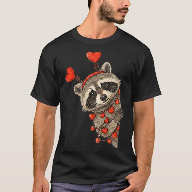 T-shirt Funny Raccoon Heart Valentine Animal Raccoon Lover (Devant)