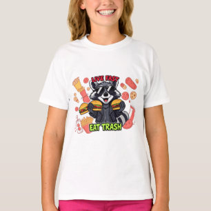 T-shirt Funny Raccoon ‘Live Fast Eat Trash’