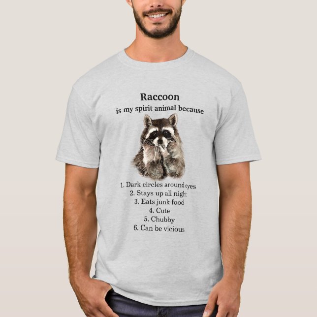 T-shirt Funny Raccoon Spirit Humour animal (Devant)