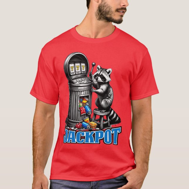 T-shirt Funny raccoon trash can slot machine jackpot (Devant)