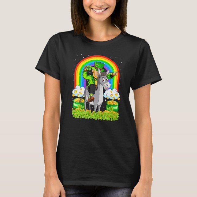 T-shirt Funny Rainbow Leprechaun équitation Mule St Patric (Devant)