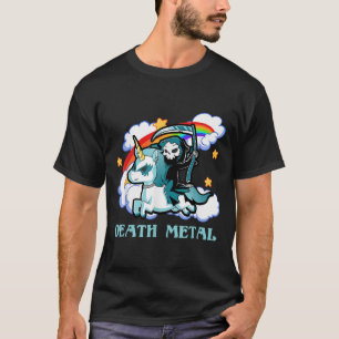 T-shirt Funny Rainbow Skeleton Unicorn Death Metal Music F