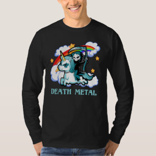 T-shirt Funny Rainbow Skeleton Unicorn Death Metal Music F