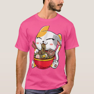 T-shirt Funny Ramen Cat Anime Kawaii Japanese Gift Girls O