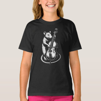 T-shirt Funny rat is playing the double bass