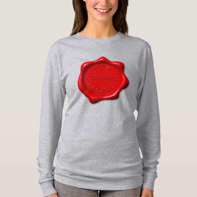 T-shirt Funny Red Black Certified Organic Wax Seal (Devant)