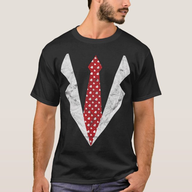 T-shirt Funny Red Heart Cravate Avec Blazer Costume cadeau (Devant)