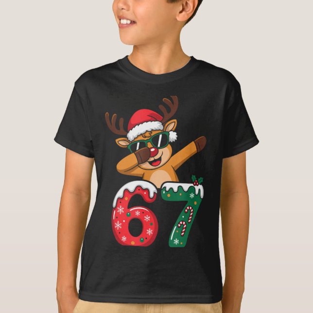 T-shirt Funny Reindeer Dab Six Seven 67 Christmas Dabbing  (Devant)