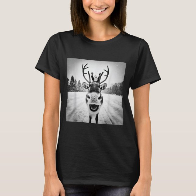 T-shirt Funny Reindeer Selfie Christmas Men Women Boys And (Devant)