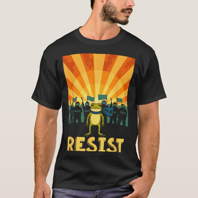 T-shirt Funny Resist Portland Frog Protest  (Devant)