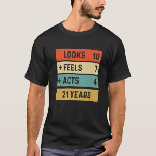 T-shirt Funny Retro 21E Anniversaire 21 Anniversaire Né E